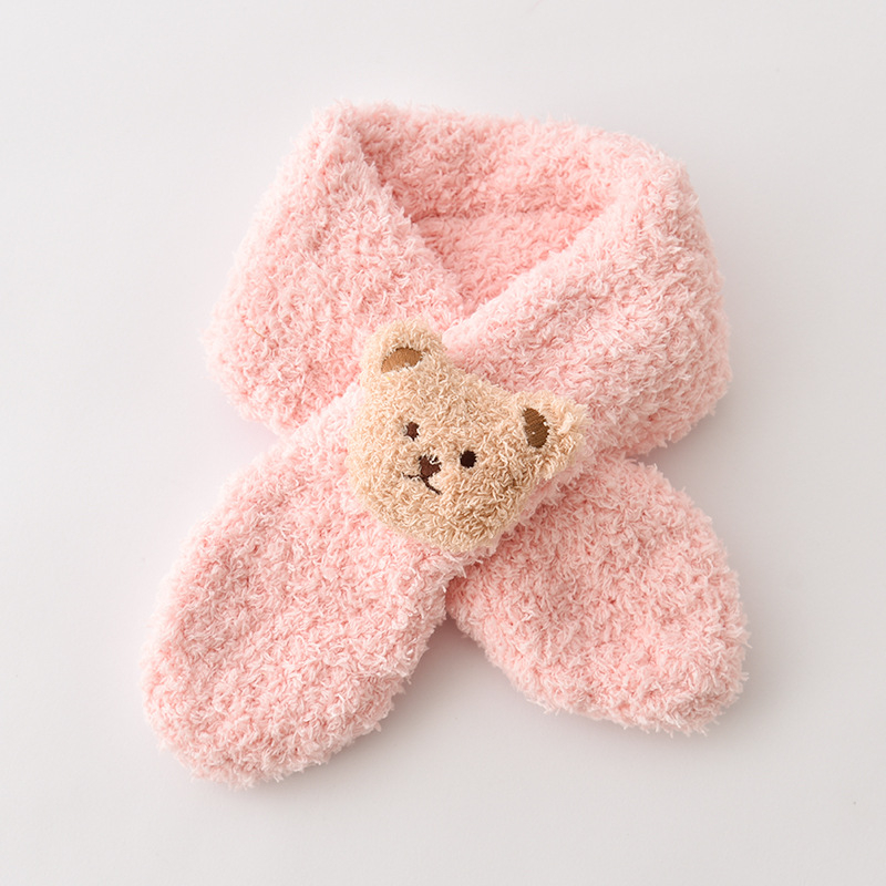 Vaikų pliušinis šalikas žiemai, minimalistinis stilius, vidutinio ilgio, vientisas raštas, šiltas