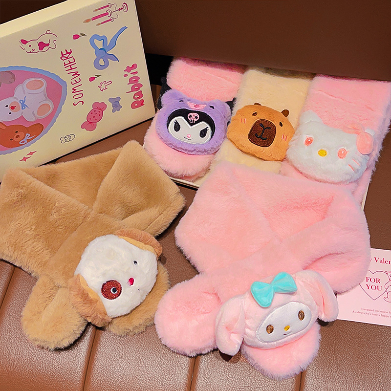 Šalikas iš akrilo/sintetinės vilnos, karikatūrų raštas, minimalistinis stilius, žiemos šiluma