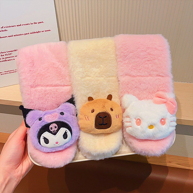 Šalikas iš akrilo/sintetinės vilnos, karikatūrų raštas, minimalistinis stilius, žiemos šiluma