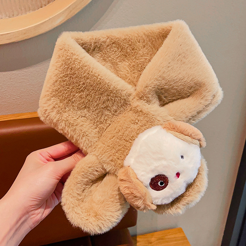 Šalikas iš akrilo/sintetinės vilnos, karikatūrų raštas, minimalistinis stilius, žiemos šiluma