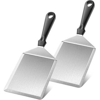 Nerūdijančio plieno mentelė su bukmedžio rankena, kepimui ant grotelių, blynam ir kepsniams