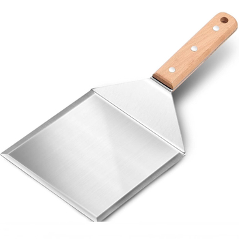 Nerūdijančio plieno mentelė su bukmedžio rankena, kepimui ant grotelių, blynam ir kepsniams