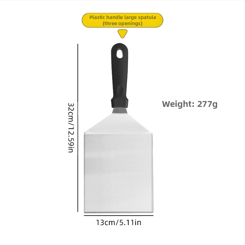 Nerūdijančio plieno mentelė su bukmedžio rankena, kepimui ant grotelių, blynam ir kepsniams