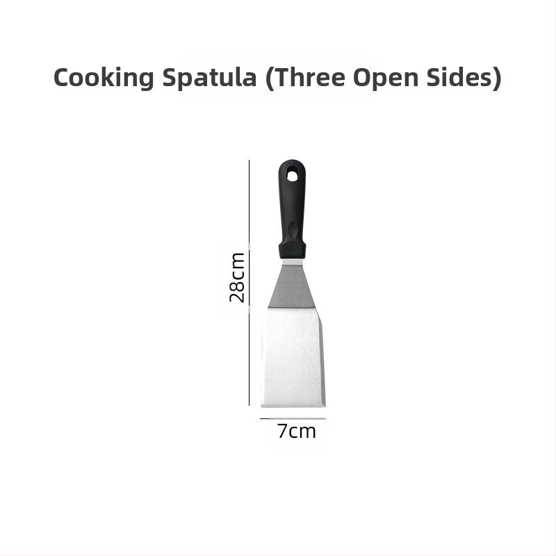 Nerūdijančio plieno mentelė su bukmedžio rankena, kepimui ant grotelių, blynam ir kepsniams