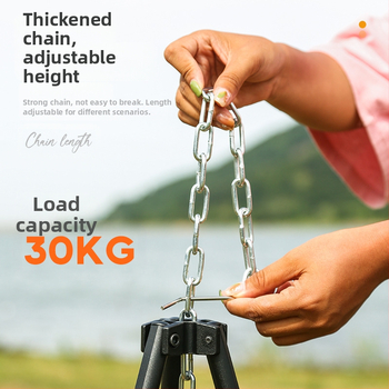 Mount Rock lauko trikojis laužo stovas su pakabinamu puodų laikikliu — aliuminio lydinys, nešiojamas, lengvas, dviguba paskirtis