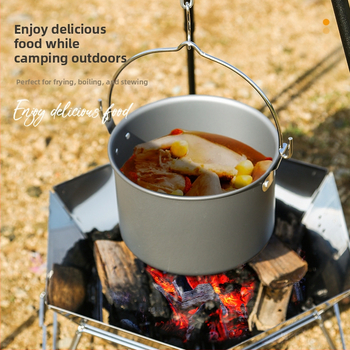 Mount Rock lauko trikojis laužo stovas su pakabinamu puodų laikikliu — aliuminio lydinys, nešiojamas, lengvas, dviguba paskirtis