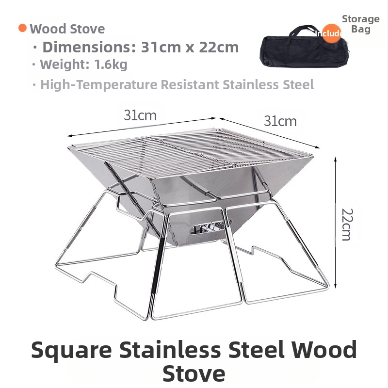 Mount Rock lauko trikojis laužo stovas su pakabinamu puodų laikikliu — aliuminio lydinys, nešiojamas, lengvas, dviguba paskirtis