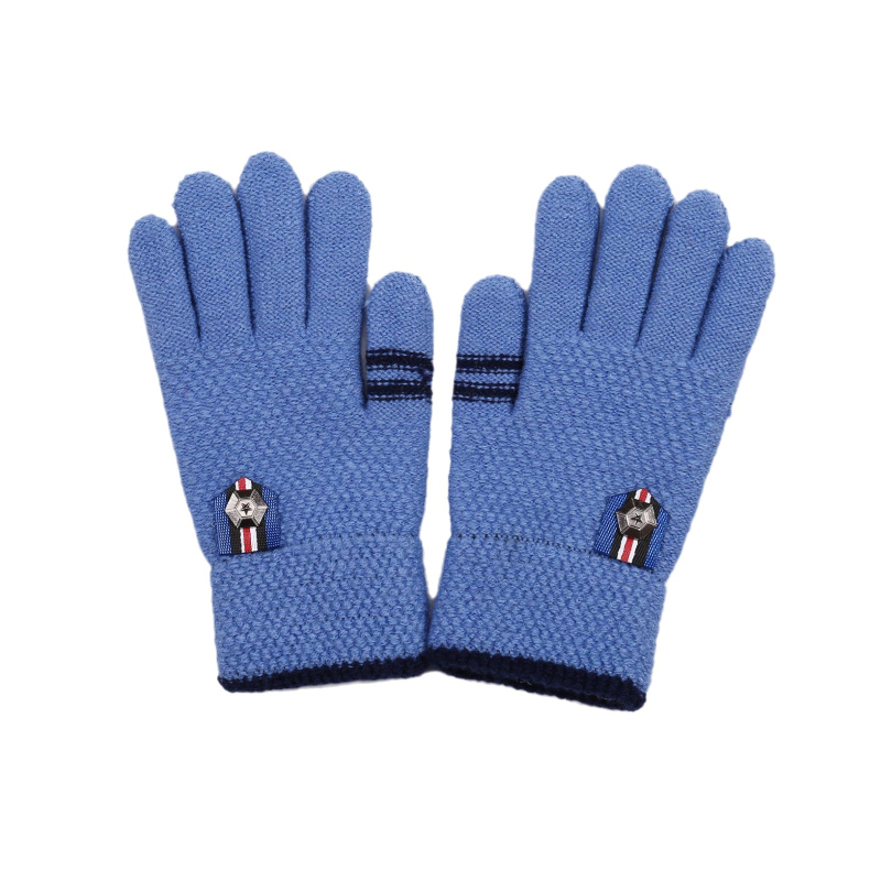 Gyerekek téli kesztyűi öt ujjal, kötött, fleece béléssel, akril szálból, 3–7 éveseknek