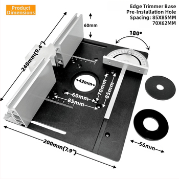 X8 aliuminio lydinys, 2-in-1 įrankis stalui: pjaustymas ir plokščių laikiklis, pasukama plokštė, mikro plokštė ir matavimo juosta