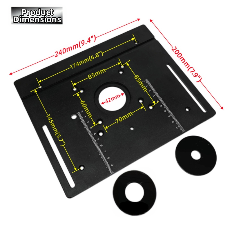 X8 aliuminio lydinys, 2-in-1 įrankis stalui: pjaustymas ir plokščių laikiklis, pasukama plokštė, mikro plokštė ir matavimo juosta