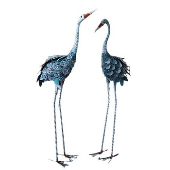 Kültéri vasból készült daru dísz – modern minimalistus kert-szobor, gravírozott és polírozott