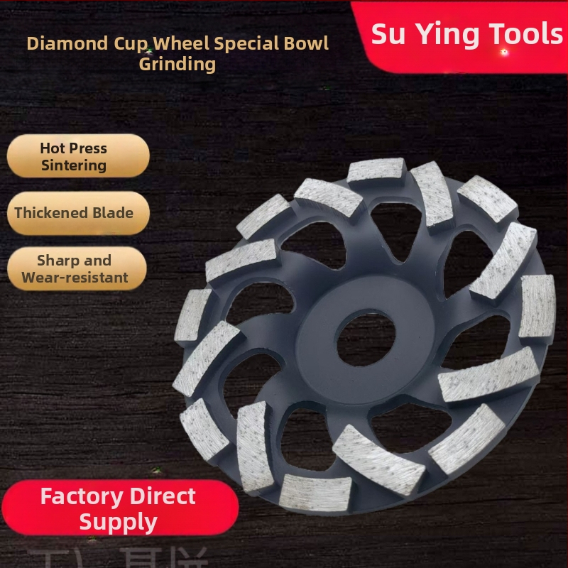 Диамантено чашовидно шлифовъчно колело – висококачествено специално шлифовъчно колело за обработка на камък; свързване: диамантено прахообразно; производствен процес: синтериране