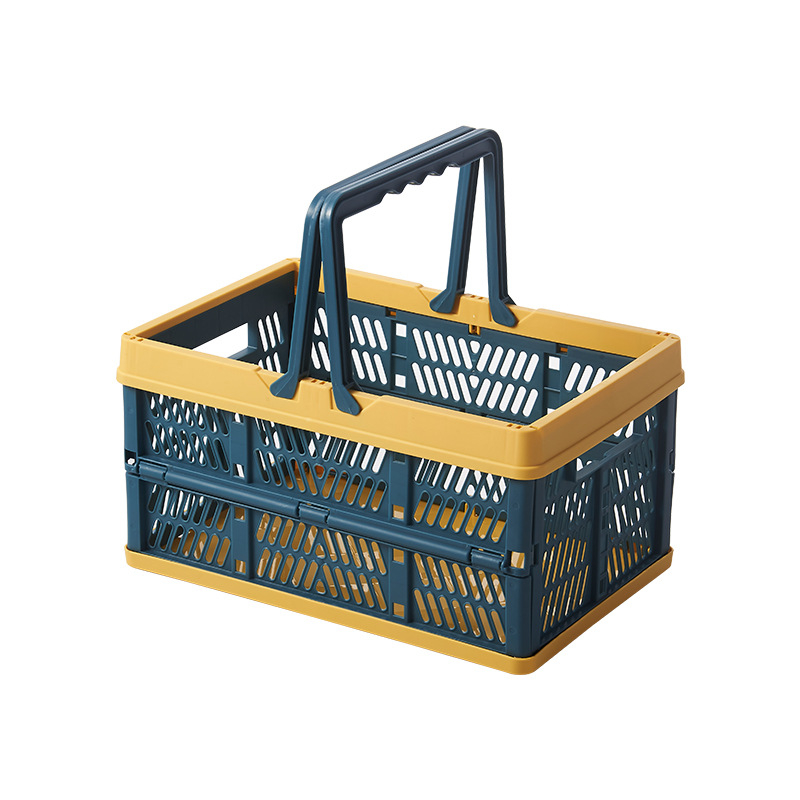 Paulida 6115 Műanyag összehajtható tároló kosár – hordozható asztali rendező, egymásra rakható, gyümölcsök, zöldségek, könyvek és kábelek számára