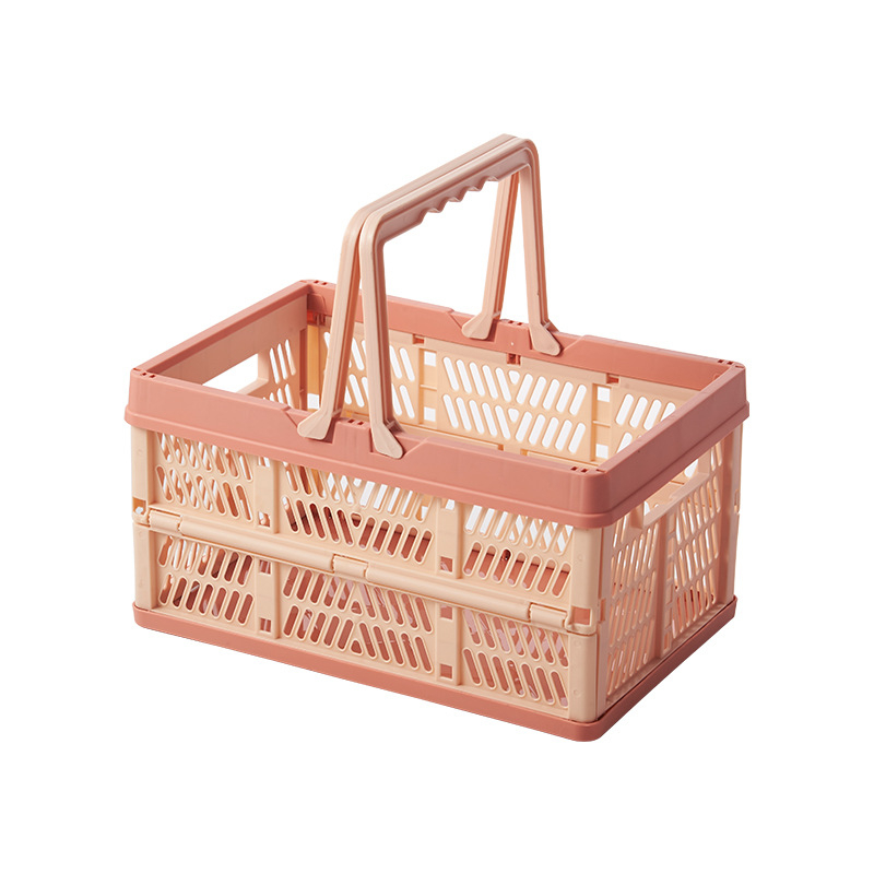 Paulida 6115 Műanyag összehajtható tároló kosár – hordozható asztali rendező, egymásra rakható, gyümölcsök, zöldségek, könyvek és kábelek számára