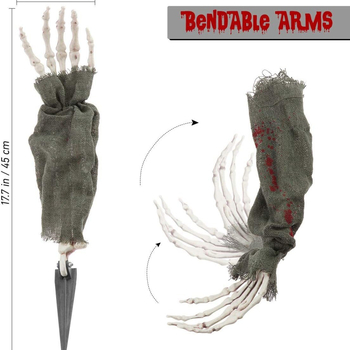 Διακοσμητικό χώρου για το Halloween – Τριμελές σετ με κρανίο σκελετού, φάντασμα που σέρνεται και ρεαλιστικά πλαστικά χέρια