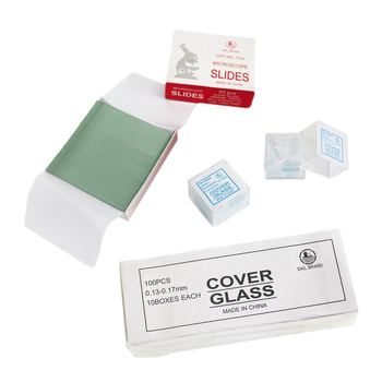 Mangrove 7101 стъклени микроскопски слайдове и квадратни покривни стъкла – 50 бр./кутия, за подготовка на биологични образци в лаборатория