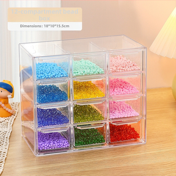 Ξύλινο κουτί αποθήκευσης χάντρων με διαμερίσματα για κοσμήματα και διαφανή επάνω επιφάνεια, υψηλή χωρητικότητα