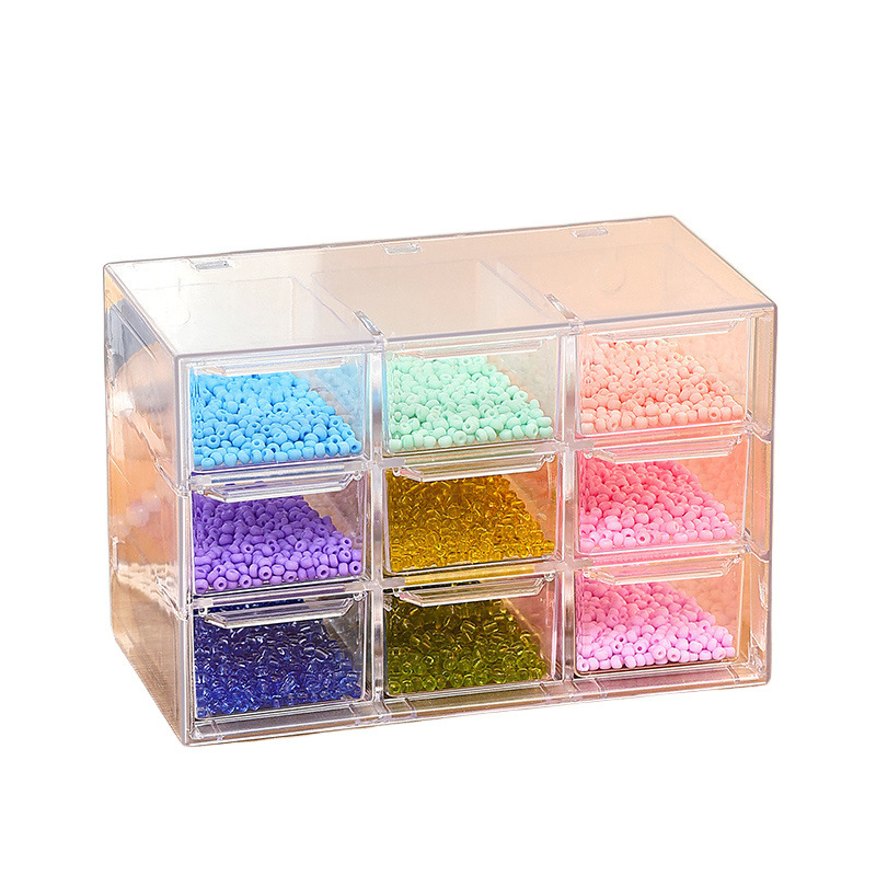 Ξύλινο κουτί αποθήκευσης χάντρων με διαμερίσματα για κοσμήματα και διαφανή επάνω επιφάνεια, υψηλή χωρητικότητα