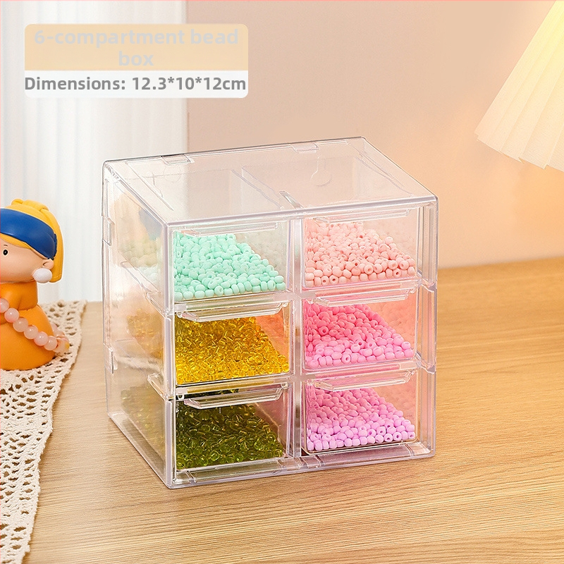 Ξύλινο κουτί αποθήκευσης χάντρων με διαμερίσματα για κοσμήματα και διαφανή επάνω επιφάνεια, υψηλή χωρητικότητα