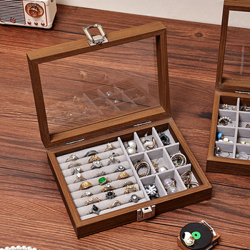 Κουτί αποθήκευσης κοσμημάτων γραφείου από καρυδιά, προστασία από σκόνη, μοντέρνος μινιμαλιστικός σχεδιασμός, χωρητικότητα 1 L