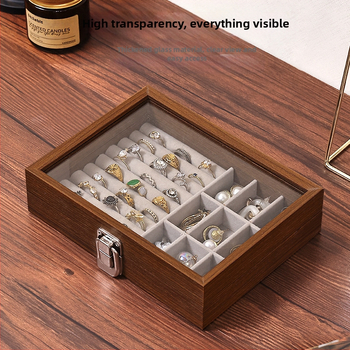 Κουτί αποθήκευσης κοσμημάτων γραφείου από καρυδιά, προστασία από σκόνη, μοντέρνος μινιμαλιστικός σχεδιασμός, χωρητικότητα 1 L