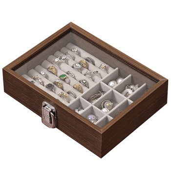 Κουτί αποθήκευσης κοσμημάτων γραφείου από καρυδιά, προστασία από σκόνη, μοντέρνος μινιμαλιστικός σχεδιασμός, χωρητικότητα 1 L