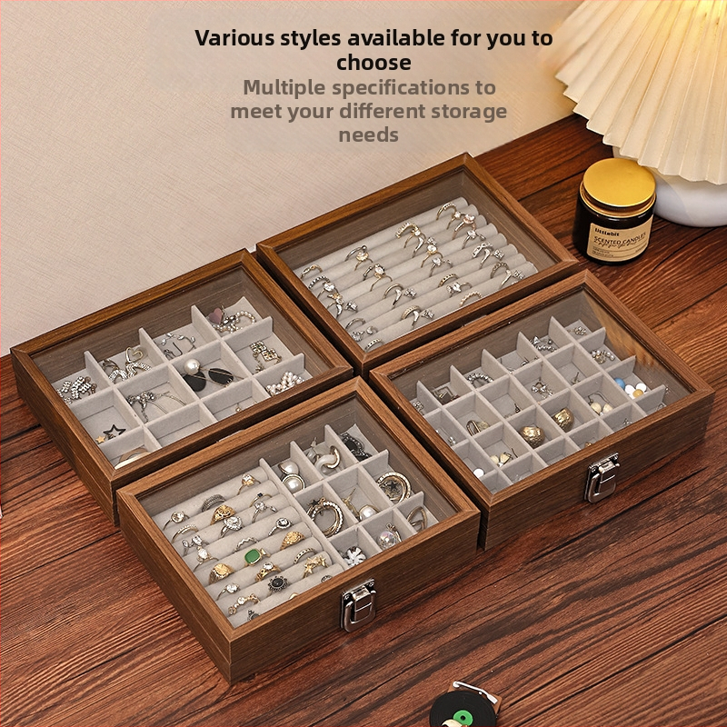 Stalinė papuošalų laikymo dėžutė iš riešutmedžio, dulkių atspari, šiuolaikiškas minimalistinis dizainas, talpa 1 L