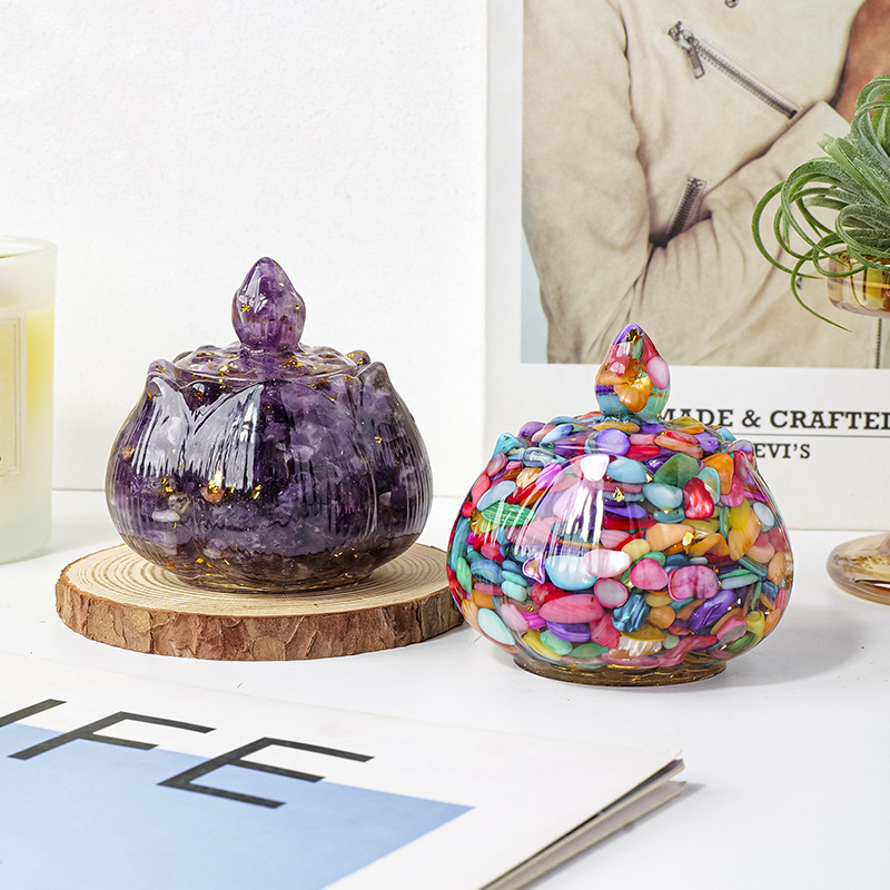 Kristály lótusz tál gyantás cseppel a tárolásra és dekorálásra, Apen Crystal, modern minimalist eszköz