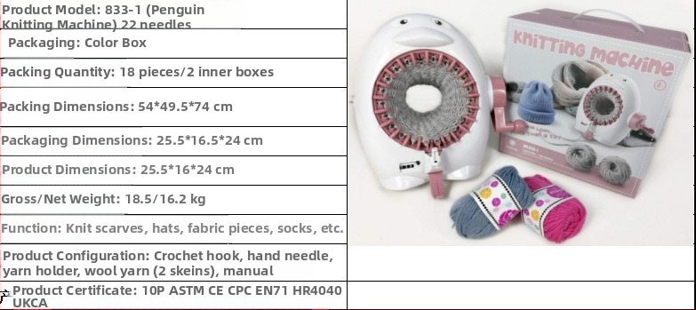 48 adatinė rankinė mezgimo mašina šalikui — vaikų DIY žaislas, plastikas, modelis 843/840A