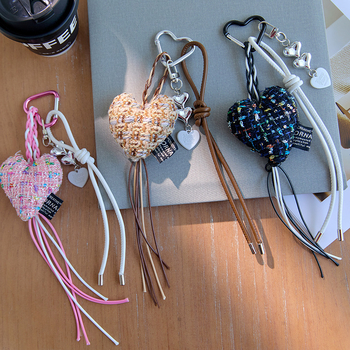 Κρεμαστό τσάντας από ύφασμα με καρδιά-φιόγκο – INS στυλ, ημι-χειροποίητο, καλοκαίρι 2025, αξεσουάρ αποσκευών