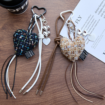 Κρεμαστό τσάντας από ύφασμα με καρδιά-φιόγκο – INS στυλ, ημι-χειροποίητο, καλοκαίρι 2025, αξεσουάρ αποσκευών