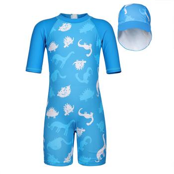 Ολόσωμο μαγιό για αγόρια, εκτύπωση καρχαρία σε καρτούν, προστασία από τον ήλιο, για κολύμβηση και θαλάσσια σπορ, ηλικίες 3-8 ετών, πολυεστέρας με επένδυση από νάιλον