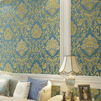 Ευρωπαϊκού στυλ 3D δαμασκικός μη υφαντός ταπετ για υπνοδωμάτιο και σαλόνι, φόντο τηλεόρασης, εκτυπωμένο μοτίβο, κομψός σχεδιασμός