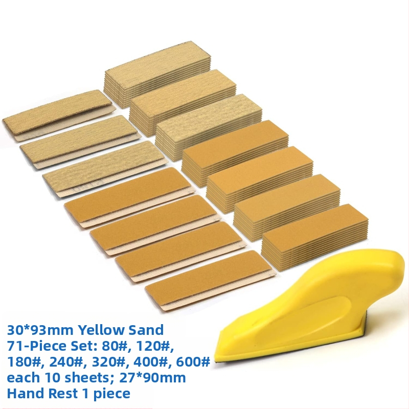 Medienos šlifavimo popieriaus rinkinys, stačiakampio formos, su flokavimu nugara, aliuminio oksidas, poliravimui