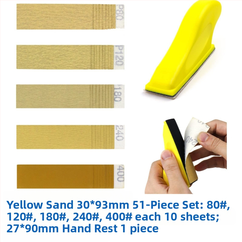 Medienos šlifavimo popieriaus rinkinys, stačiakampio formos, su flokavimu nugara, aliuminio oksidas, poliravimui