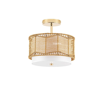 Vintage LED griestu lampiņa ar dzelzs rāmi un rotangpalmas abažūru, 220V, CRI ≥98, 5–10㎡ platība, piemērota viesistabai un restorānam