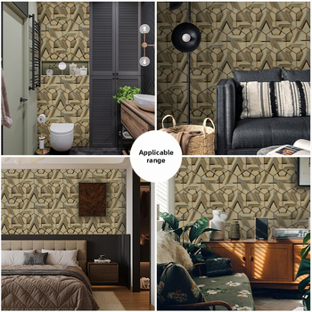 Lipnios 3D geometrinės tapetės, PVC medžiaga, PVC sluoksnis, ypatingo efekto dekoratyvinis stilius, lengvas prabangos įspūdis
