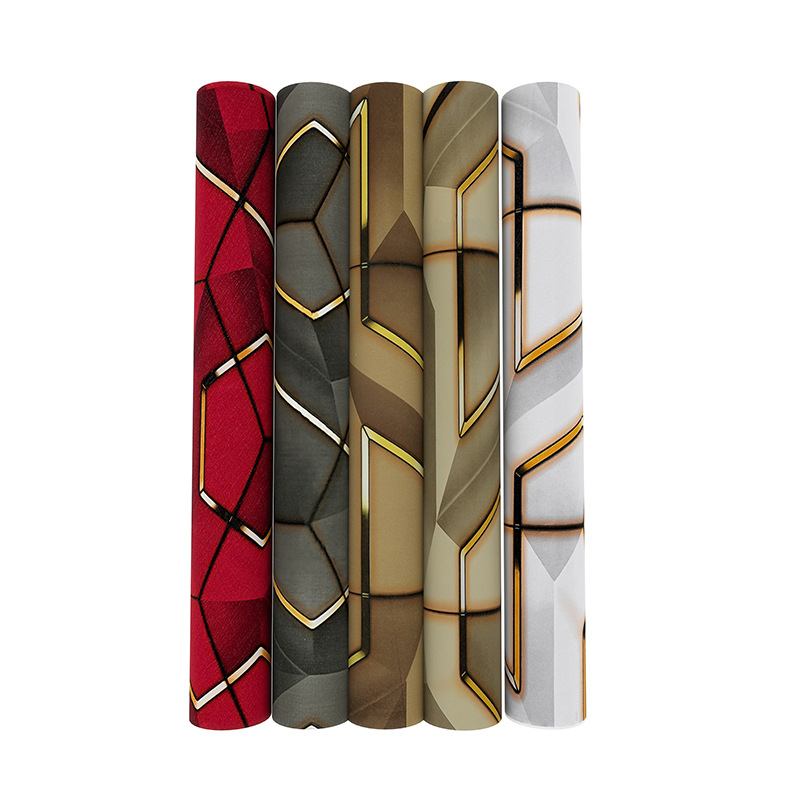 Lipnios 3D geometrinės tapetės, PVC medžiaga, PVC sluoksnis, ypatingo efekto dekoratyvinis stilius, lengvas prabangos įspūdis