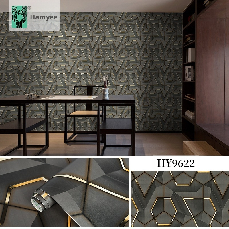 Lipnios 3D geometrinės tapetės, PVC medžiaga, PVC sluoksnis, ypatingo efekto dekoratyvinis stilius, lengvas prabangos įspūdis
