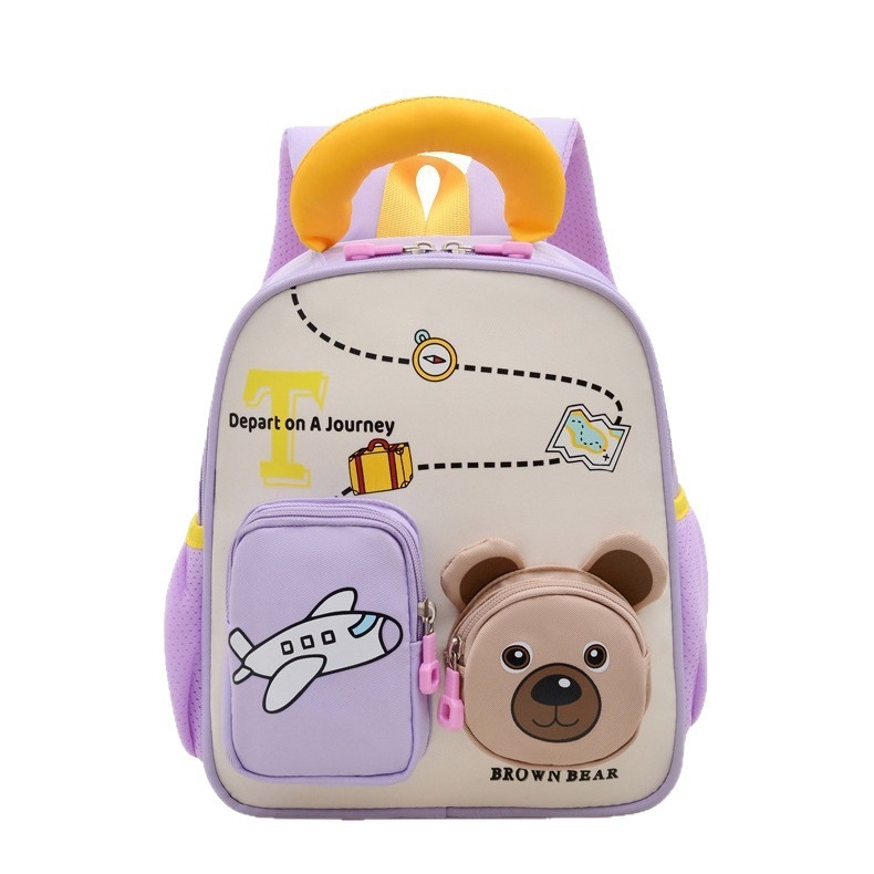 Óvodai gyerek hátizsák – Könnyű Oxford anyag, lélegző, gerincvédő, rajzolt állat mintázat, görbült ergonomikus vállpántok