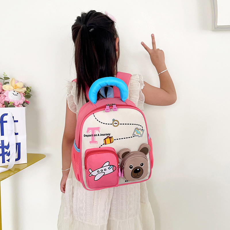 Óvodai gyerek hátizsák – Könnyű Oxford anyag, lélegző, gerincvédő, rajzolt állat mintázat, görbült ergonomikus vállpántok