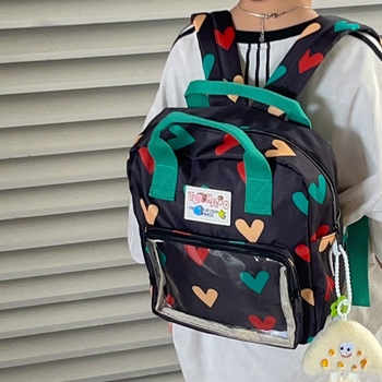 Gyerek hátizsák, könnyű vászonból, lélegző és kopásálló, gyerekes stílus, geometriai mintázat, nyár 2025