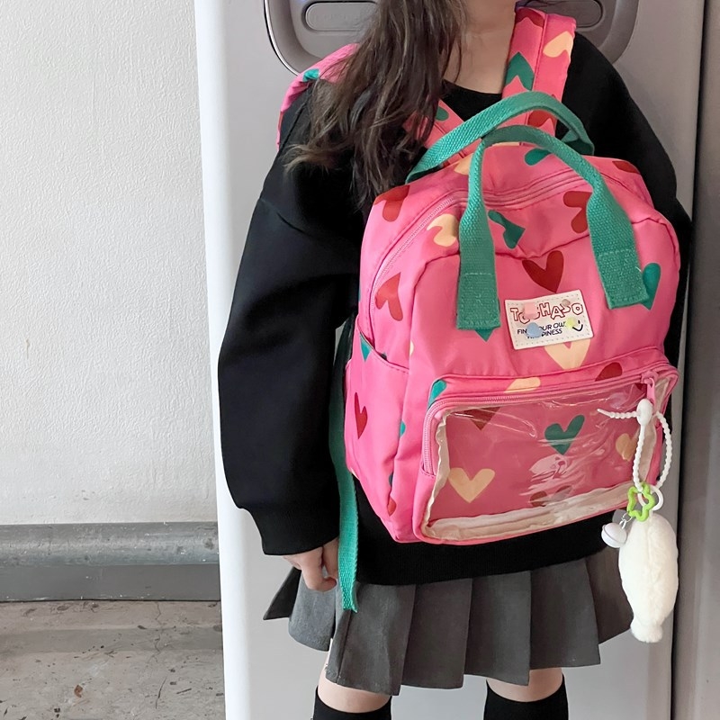 Gyerek hátizsák, könnyű vászonból, lélegző és kopásálló, gyerekes stílus, geometriai mintázat, nyár 2025