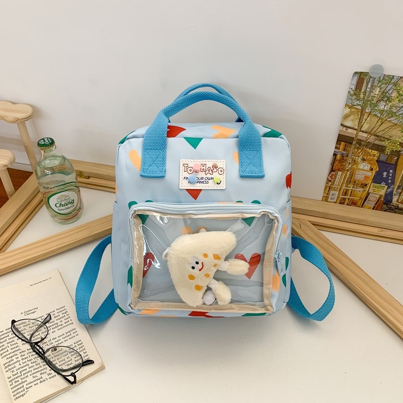 Gyerek hátizsák, könnyű vászonból, lélegző és kopásálló, gyerekes stílus, geometriai mintázat, nyár 2025