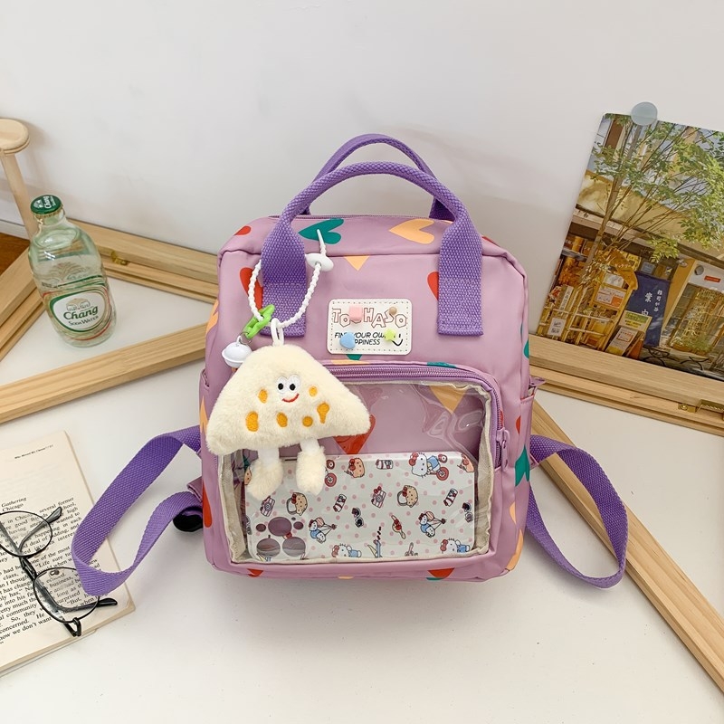 Gyerek hátizsák, könnyű vászonból, lélegző és kopásálló, gyerekes stílus, geometriai mintázat, nyár 2025