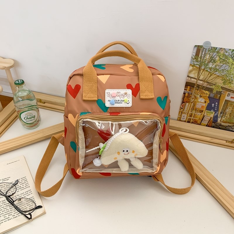 Gyerek hátizsák, könnyű vászonból, lélegző és kopásálló, gyerekes stílus, geometriai mintázat, nyár 2025