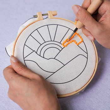 Комплект за бродерия с кръстат бод: пейзаж върху лен, модерен минималистичен стил, произход Китай