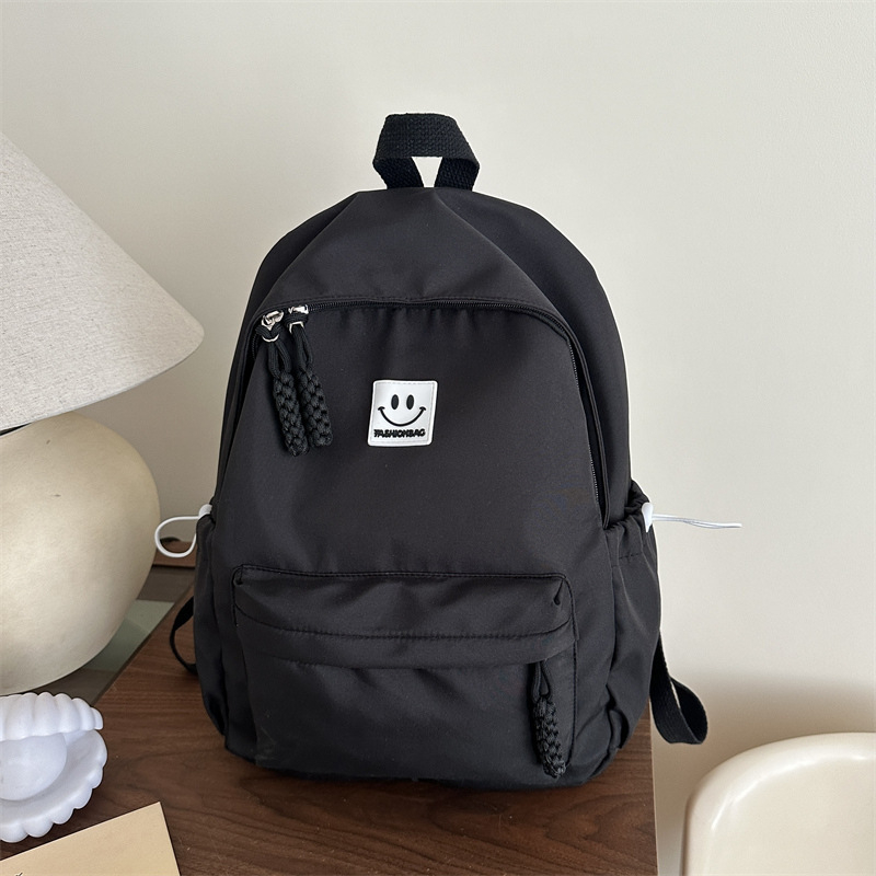 Lányoknak való iskolatáska, street fashion stílus, Oxford anyag, telefonzseb, cipzár, poliészter bélés, tavasz 2025