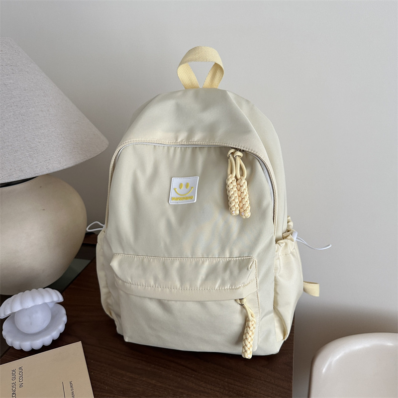 Lányoknak való iskolatáska, street fashion stílus, Oxford anyag, telefonzseb, cipzár, poliészter bélés, tavasz 2025