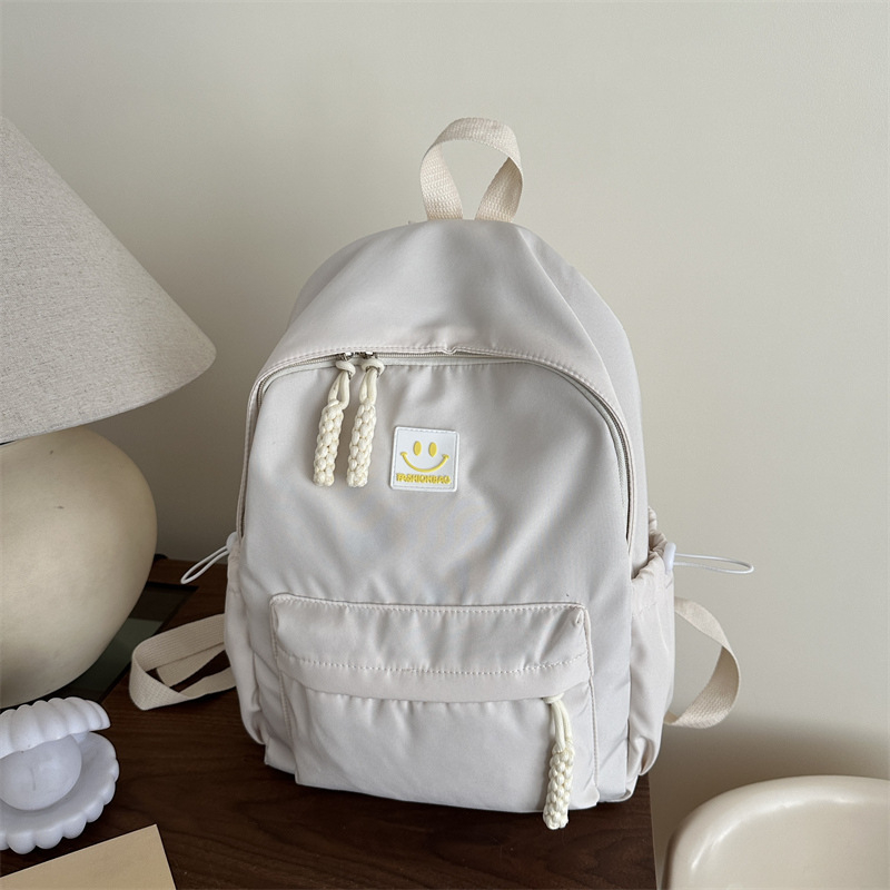 Lányoknak való iskolatáska, street fashion stílus, Oxford anyag, telefonzseb, cipzár, poliészter bélés, tavasz 2025